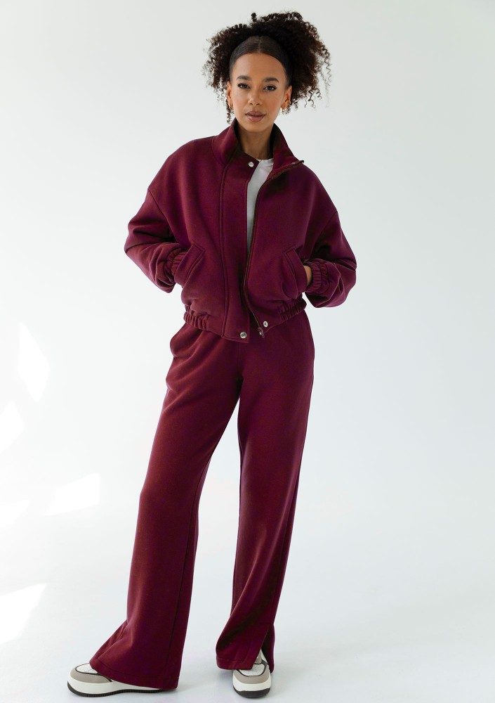 Tide - Claret zipped bomber jumper