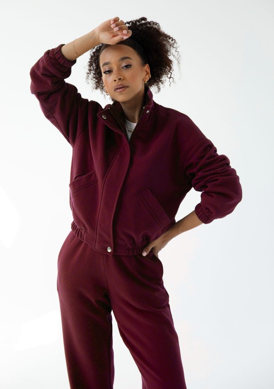 Tide - Claret zipped bomber jumper