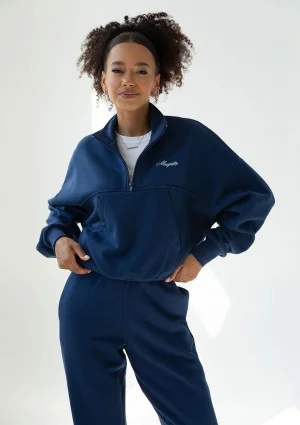 Tide - College'owa bluza z półgolfem i kieszenią Navy Blue