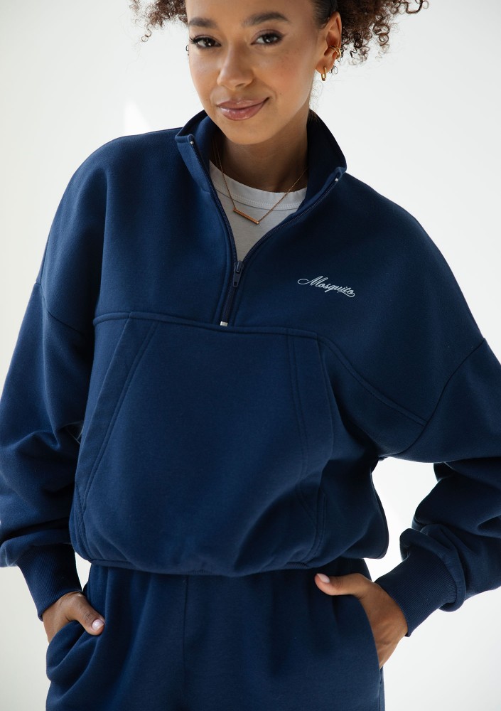 Tide - College'owa bluza z półgolfem i kieszenią Navy Blue