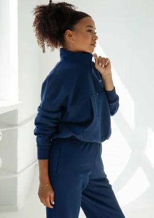 Tide - College'owa bluza z półgolfem i kieszenią Navy Blue