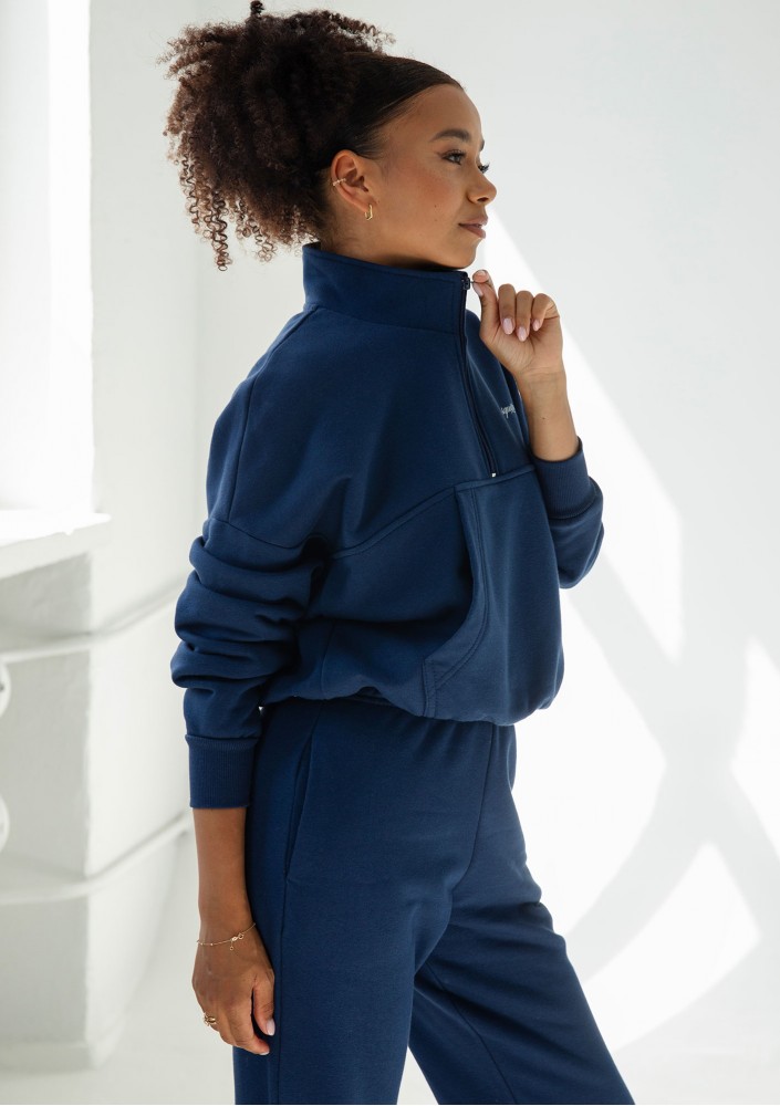 Tide - College'owa bluza z półgolfem i kieszenią Navy Blue