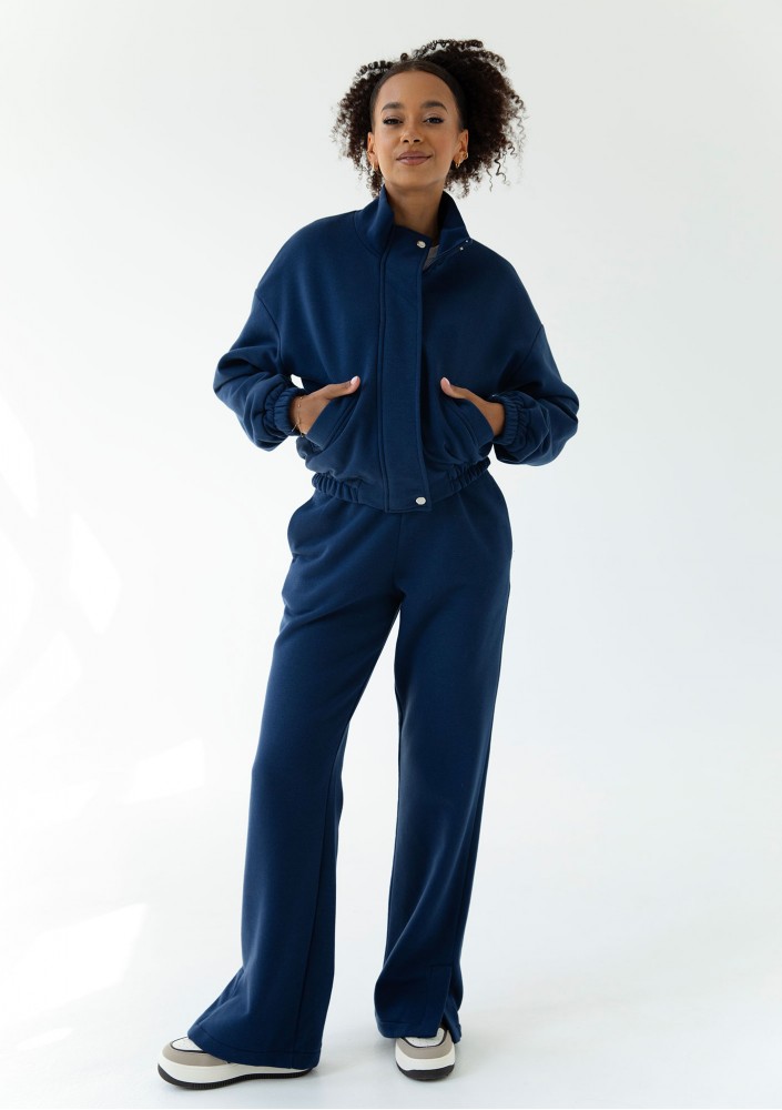 Tide - Navy blue zipped bomber jumper