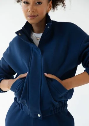 Tide - Navy blue zipped bomber jumper