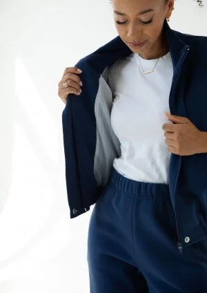 Tide - Navy blue zipped bomber jumper