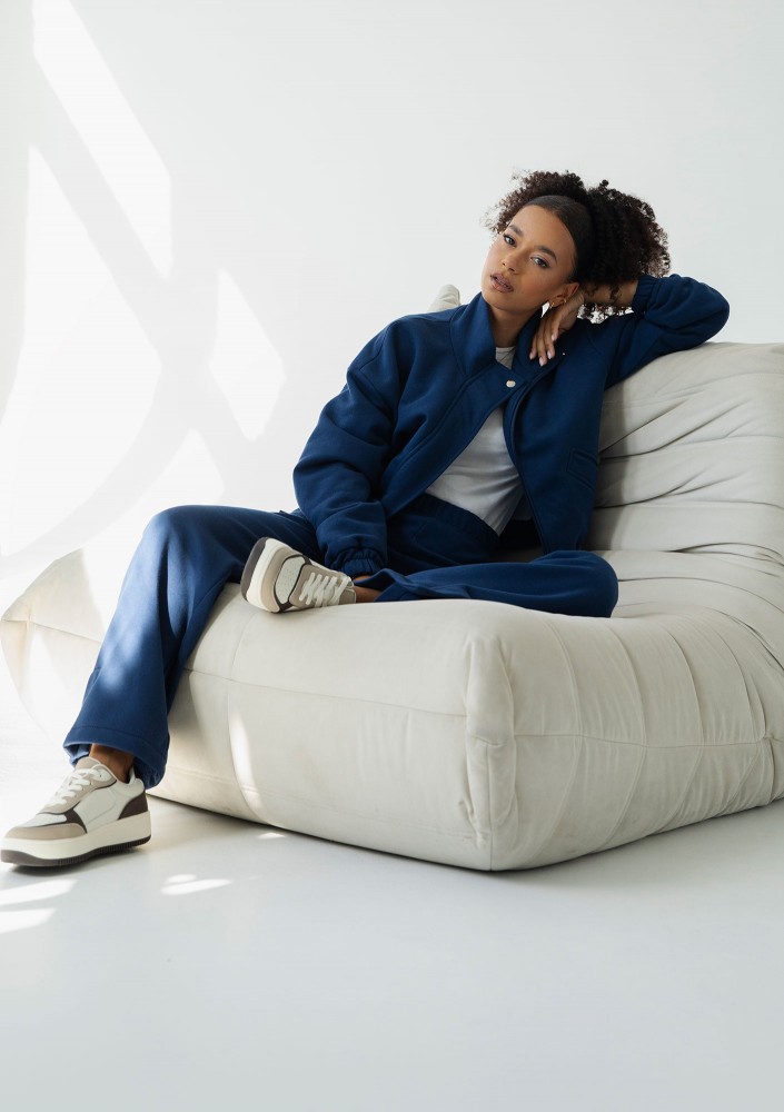 Tide - Navy blue zipped bomber jumper