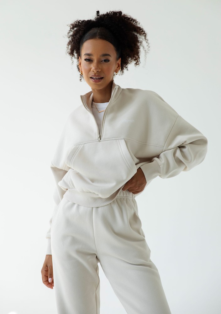 Tide - College'owa bluza z półgolfem i kieszenią Coconut