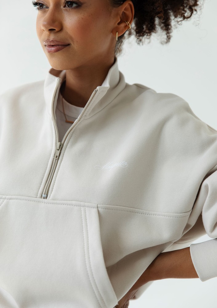 Tide - College'owa bluza z półgolfem i kieszenią Coconut