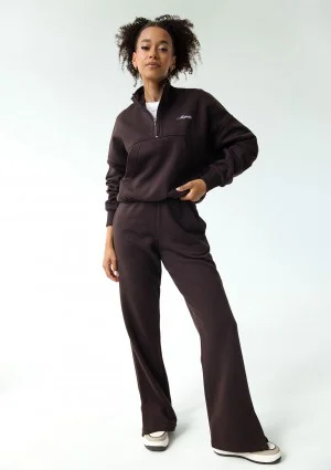 Tide - Dark brown zipped college jumper