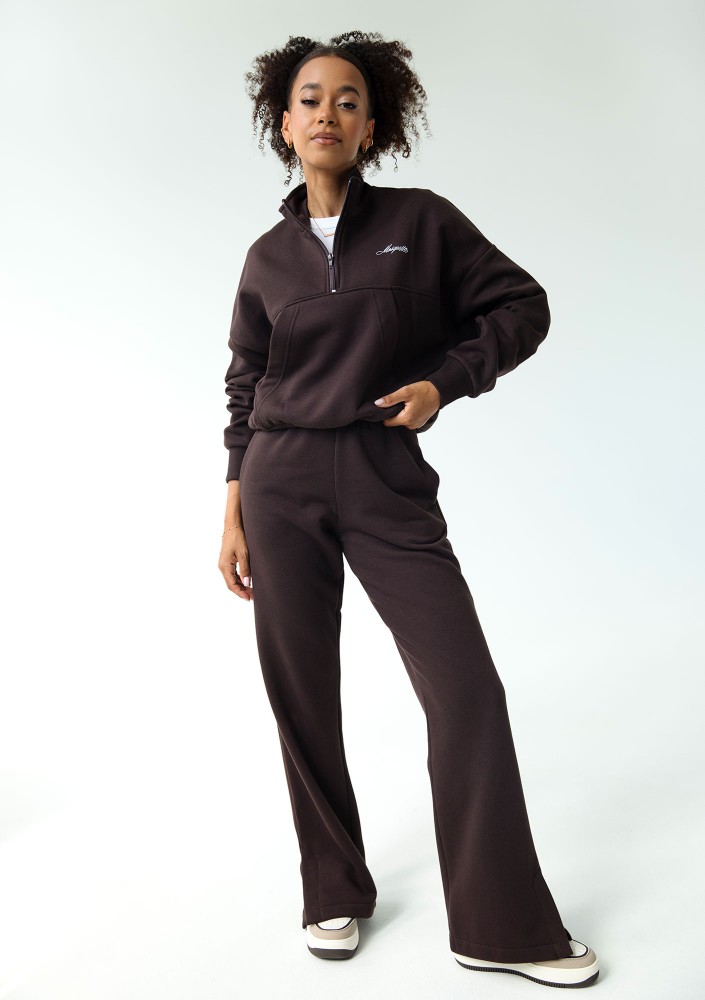 Tide - Dark brown zipped college jumper