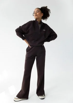 Tide - Dark brown zipped college jumper