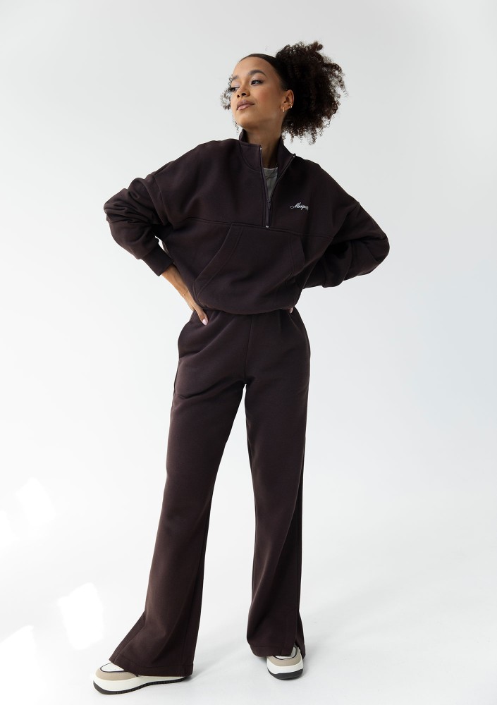 Tide - Dark brown zipped college jumper