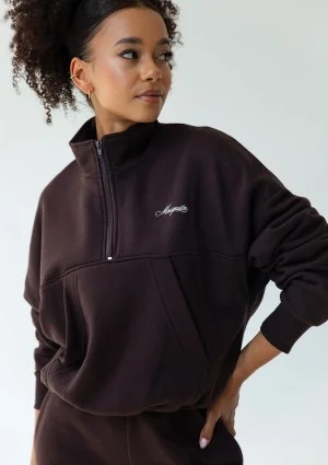 Tide - Dark brown zipped college jumper