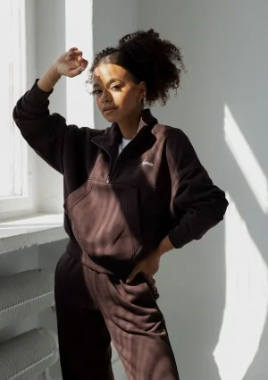 Tide - Dark brown zipped college jumper