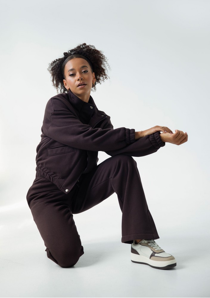 Tide - Dark brown zipped bomber jumper