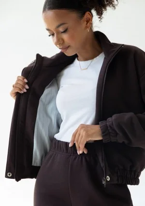 Tide - Dark brown zipped bomber jumper