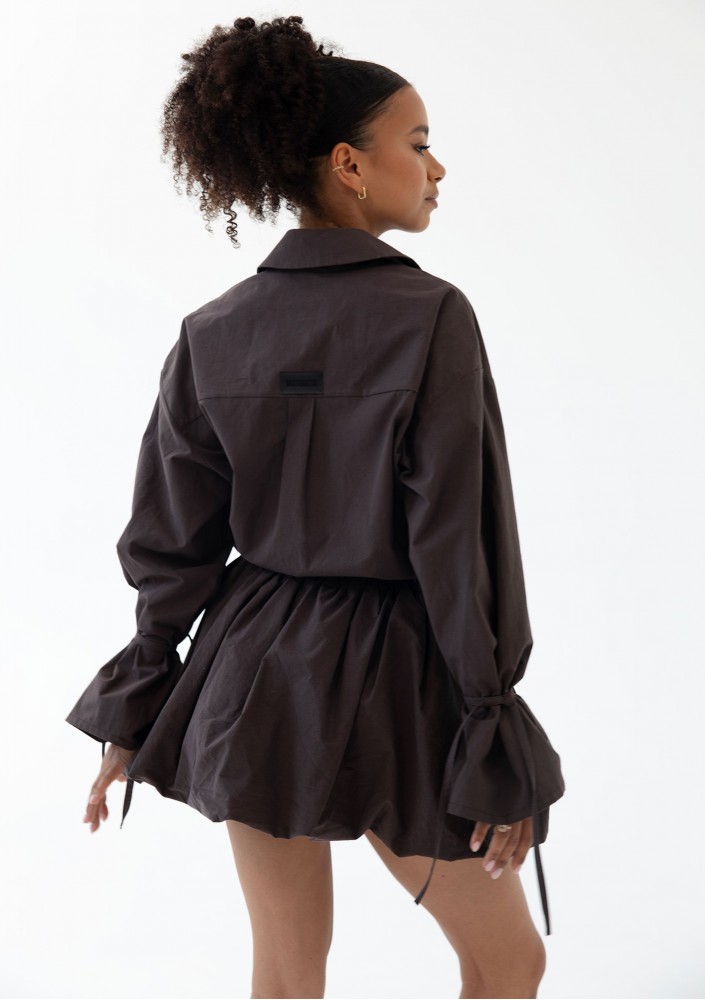 Floe - Brown cotton mini bomb shirt
