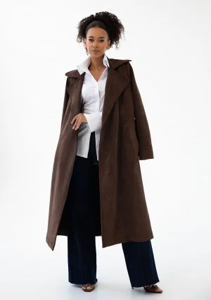 Sable - Brown faux suede coat