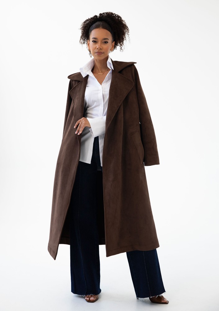 Sable - Brown faux suede coat