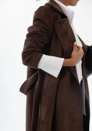 Sable - Brown faux suede coat