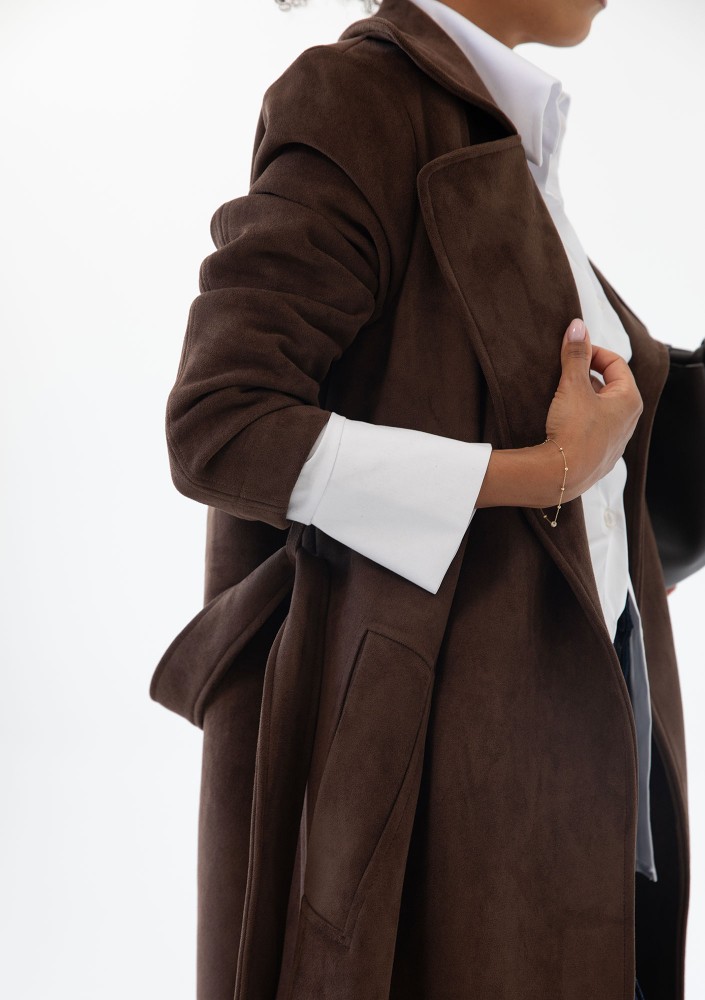 Sable - Brown faux suede coat