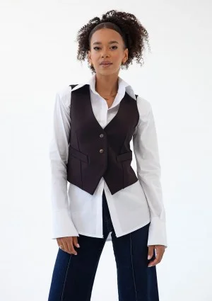 Isay - White slim fit shirt with pads