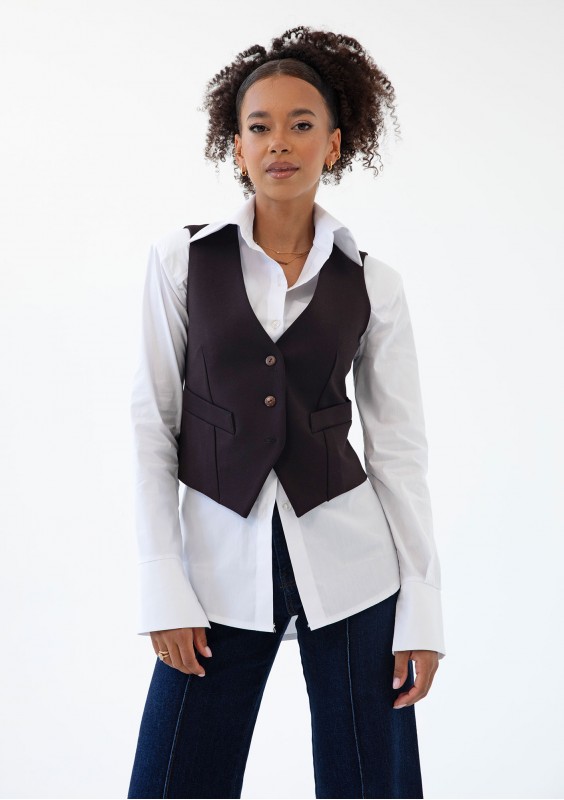 Isay - White slim fit shirt with pads