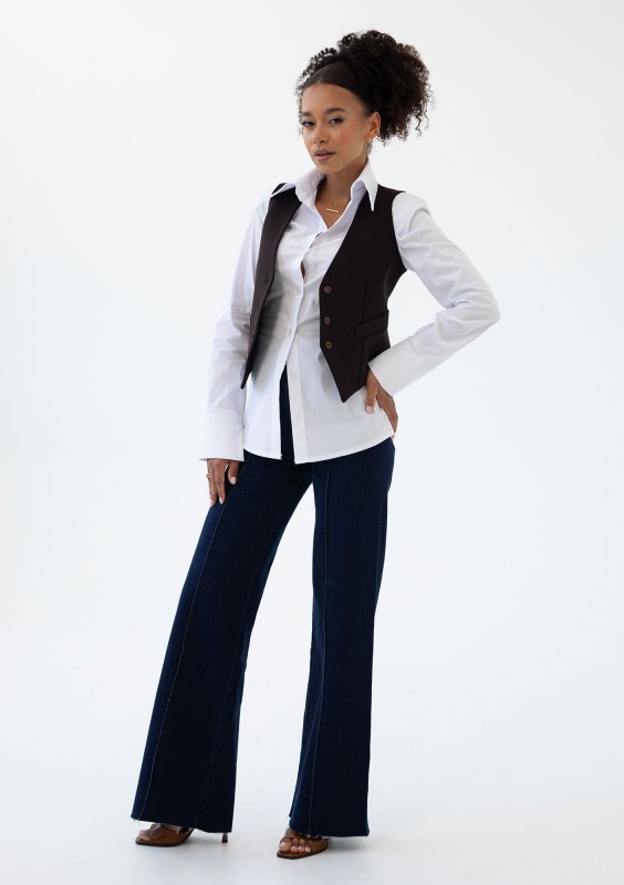 Isay - White slim fit shirt with pads