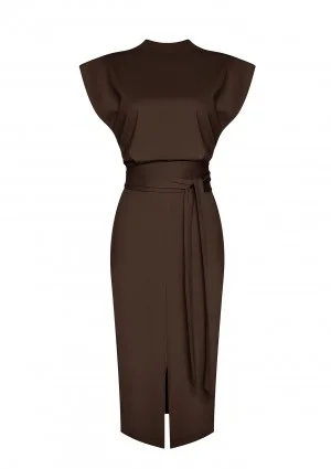 Gemma - Brown midi dress