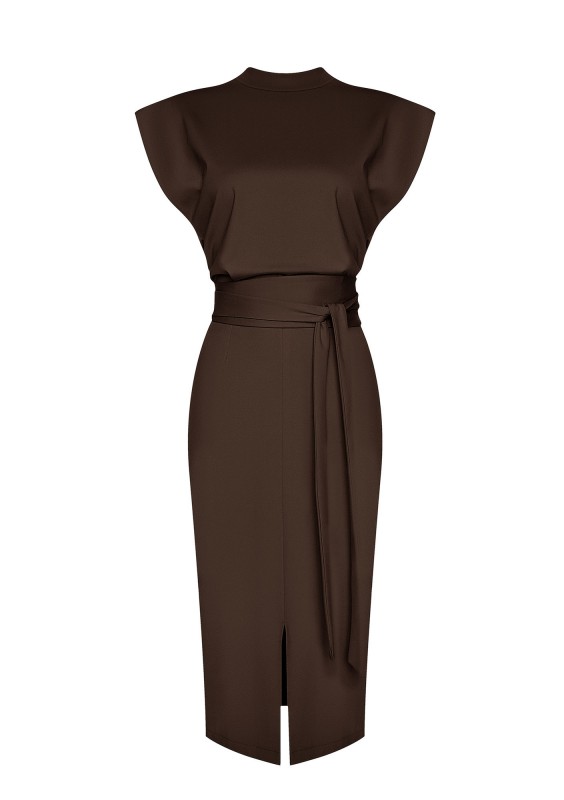 Gemma - Brown midi dress