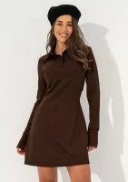 Ruby - Brown mini dress with a collar