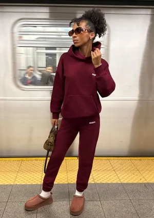 Pure - Deep cherry red sweatpants