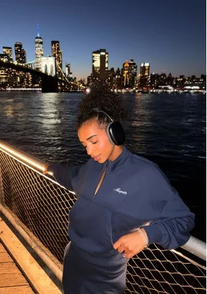 Tide - Navy blue zipped college jumper