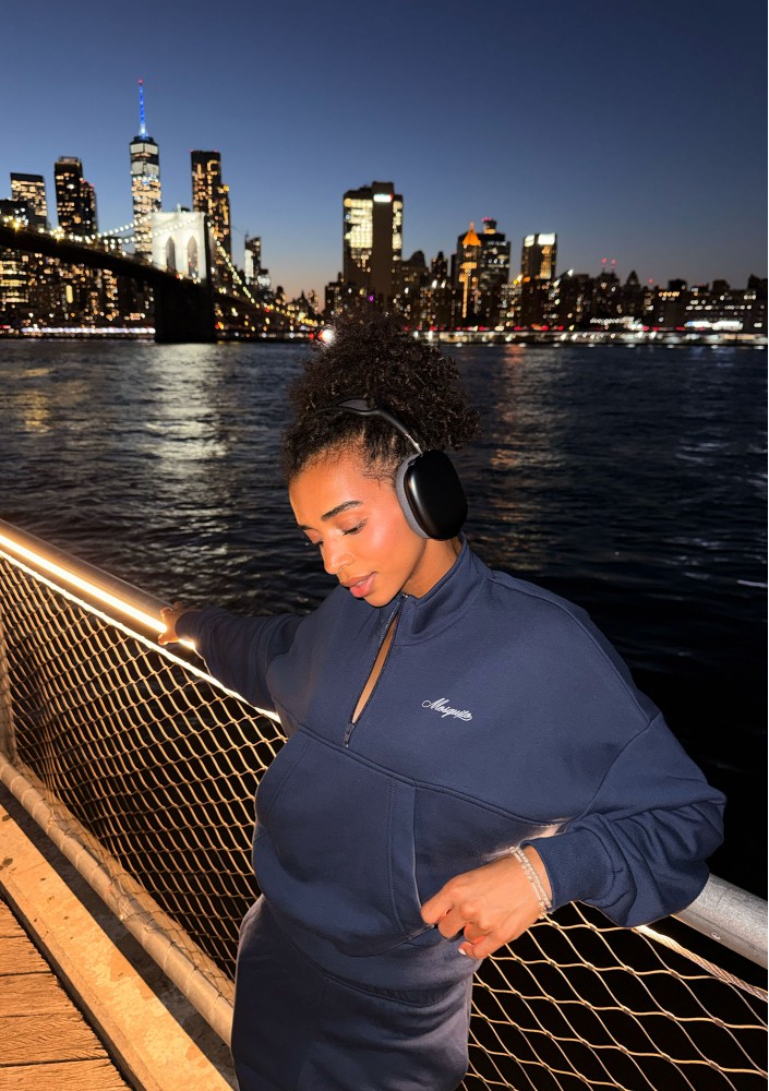 Tide - Navy blue zipped college jumper