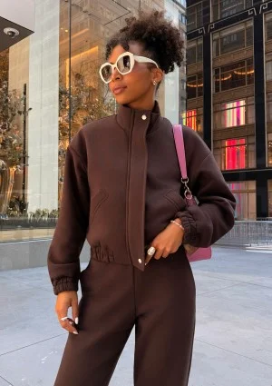 Tide - Dark brown zipped bomber jumper