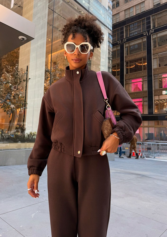 Tide - Dark brown zipped bomber jumper