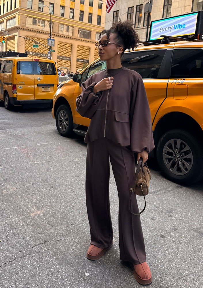 Bumo - Brown rayon bomber sweatshirt