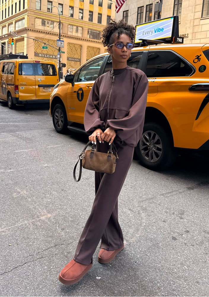 Bumo - Brown rayon bomber sweatshirt