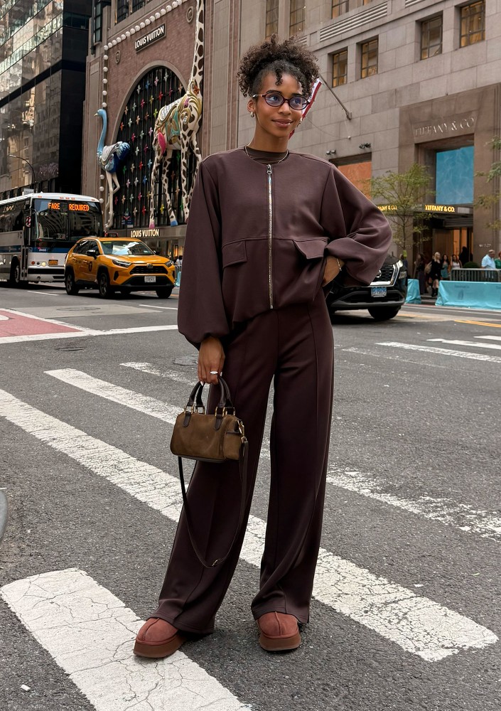 Bumo - Brown rayon bomber sweatshirt