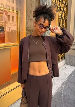 Bumo - Brown rayon bomber sweatshirt