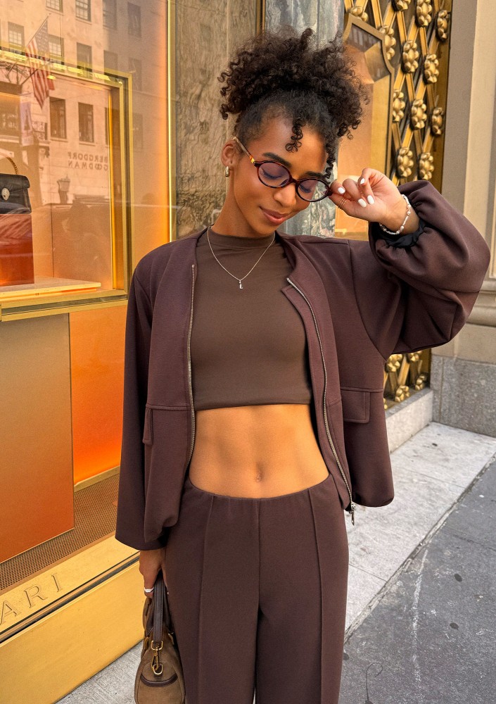 Bumo - Brown rayon bomber sweatshirt