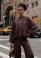 Bumo - Brown rayon bomber sweatshirt