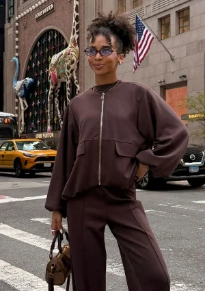 Bumo - Brown rayon bomber sweatshirt