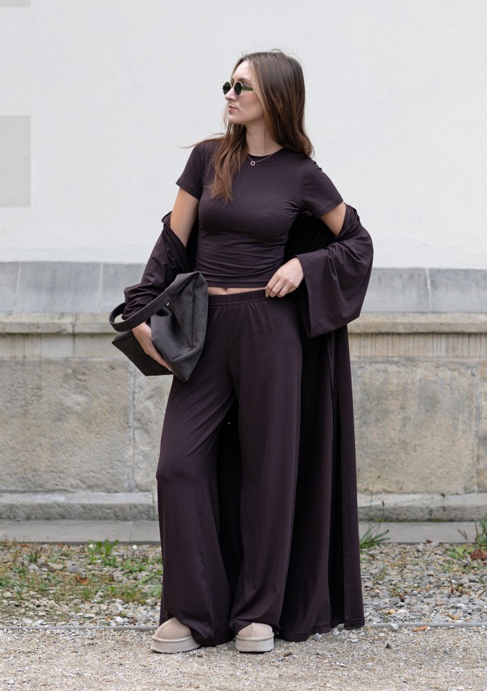 Lumiere - Kimono maxi z wiskozy Chocolate