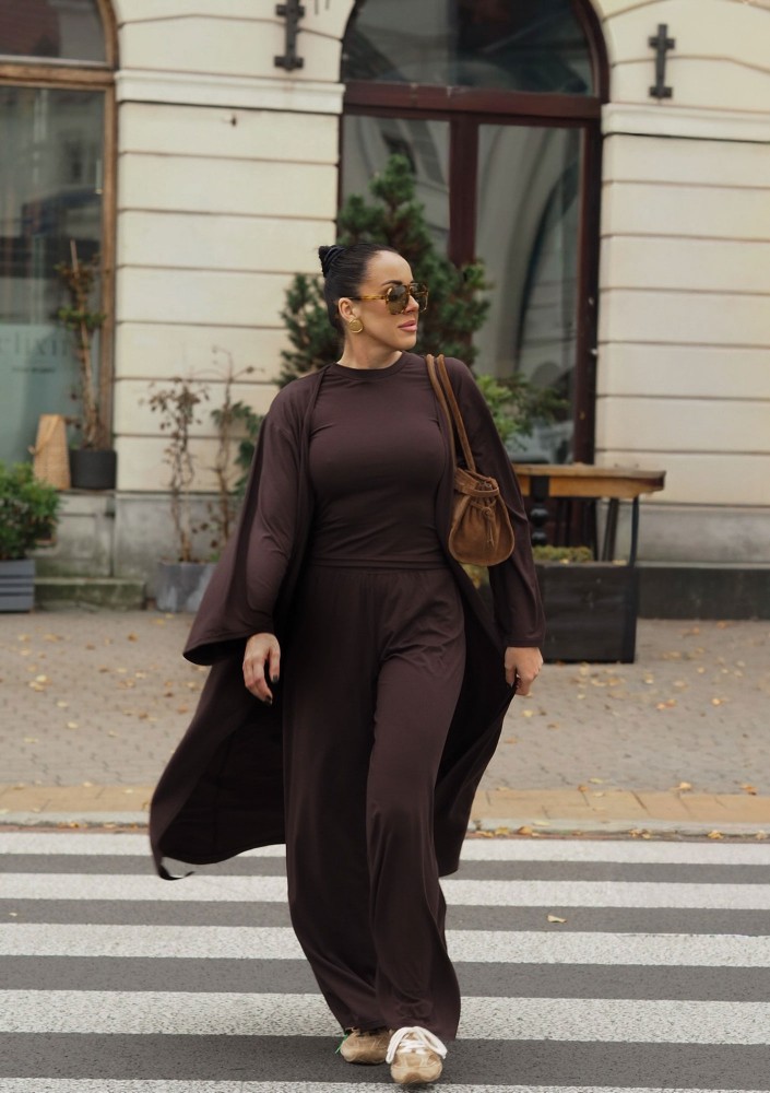 Lumiere - Kimono maxi z wiskozy Chocolate