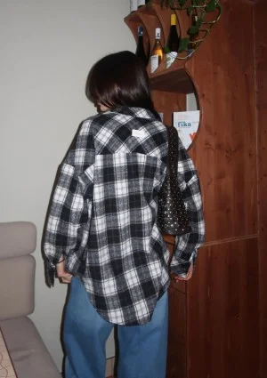 Shay - Winceyette oversize shirt Black