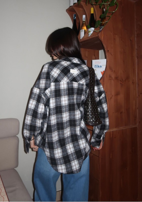 Shay - Winceyette oversize shirt Black