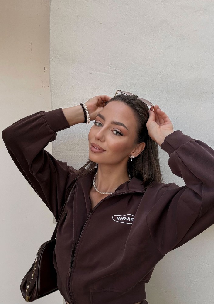 Relay - Short brown zipped jumper