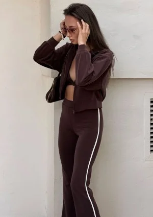 Relay - Short brown zipped jumper