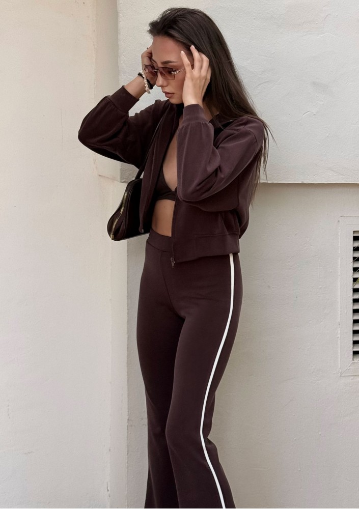 Relay - Short brown zipped jumper